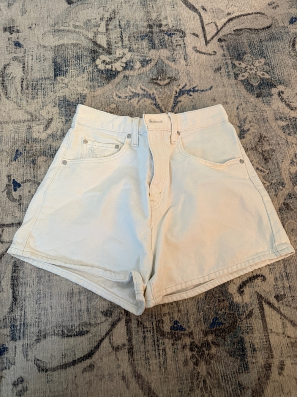 Women's High-Waist White Denim Shorts